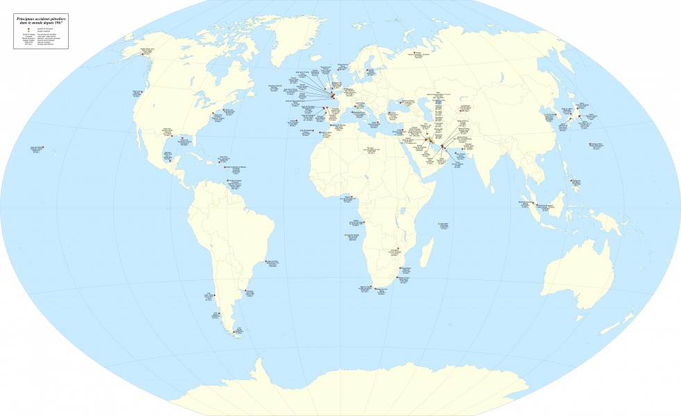 Oil spills world map-fr