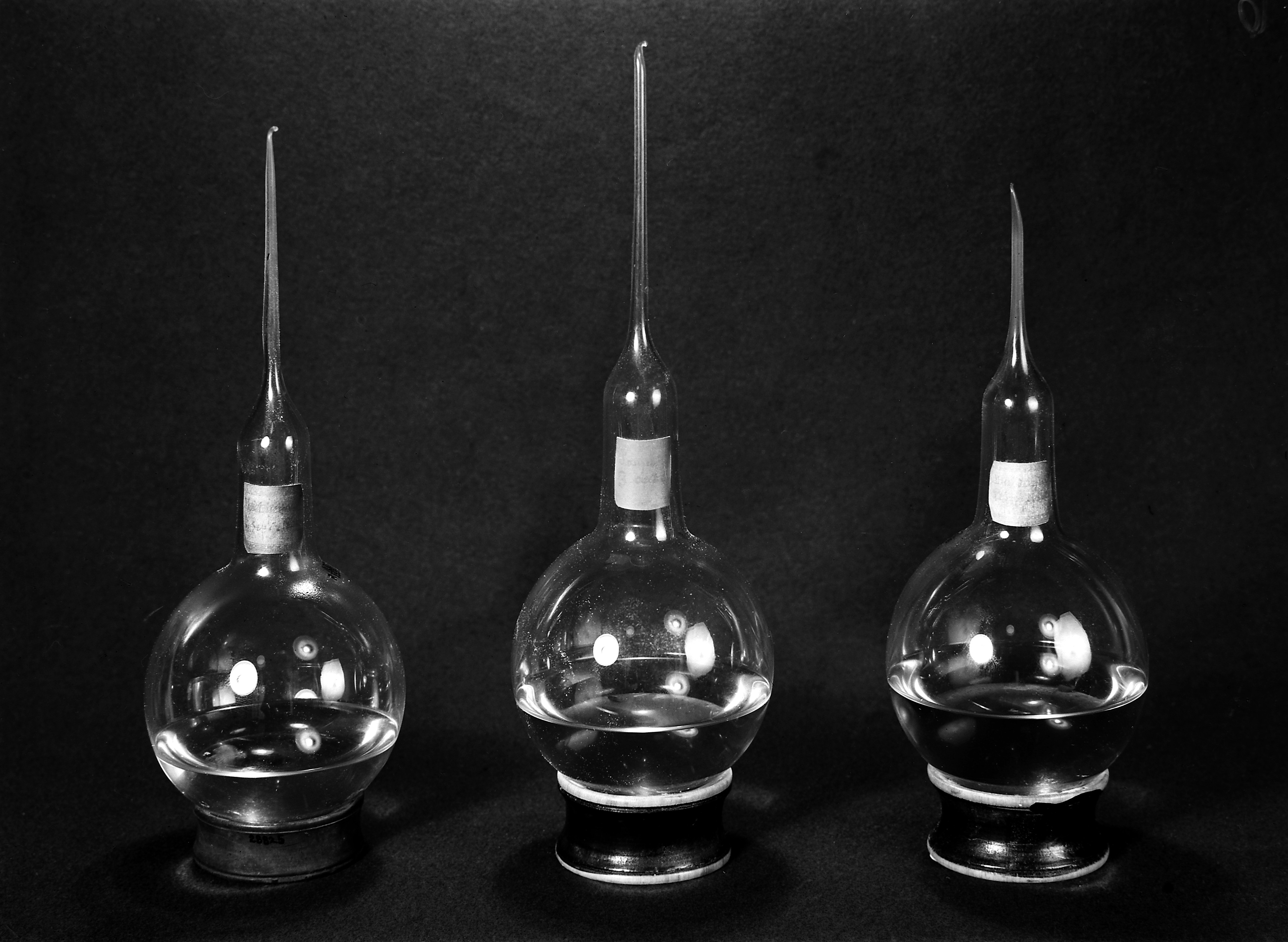 Three flasks opened by Pasteur in various localities Wellcome M0012525