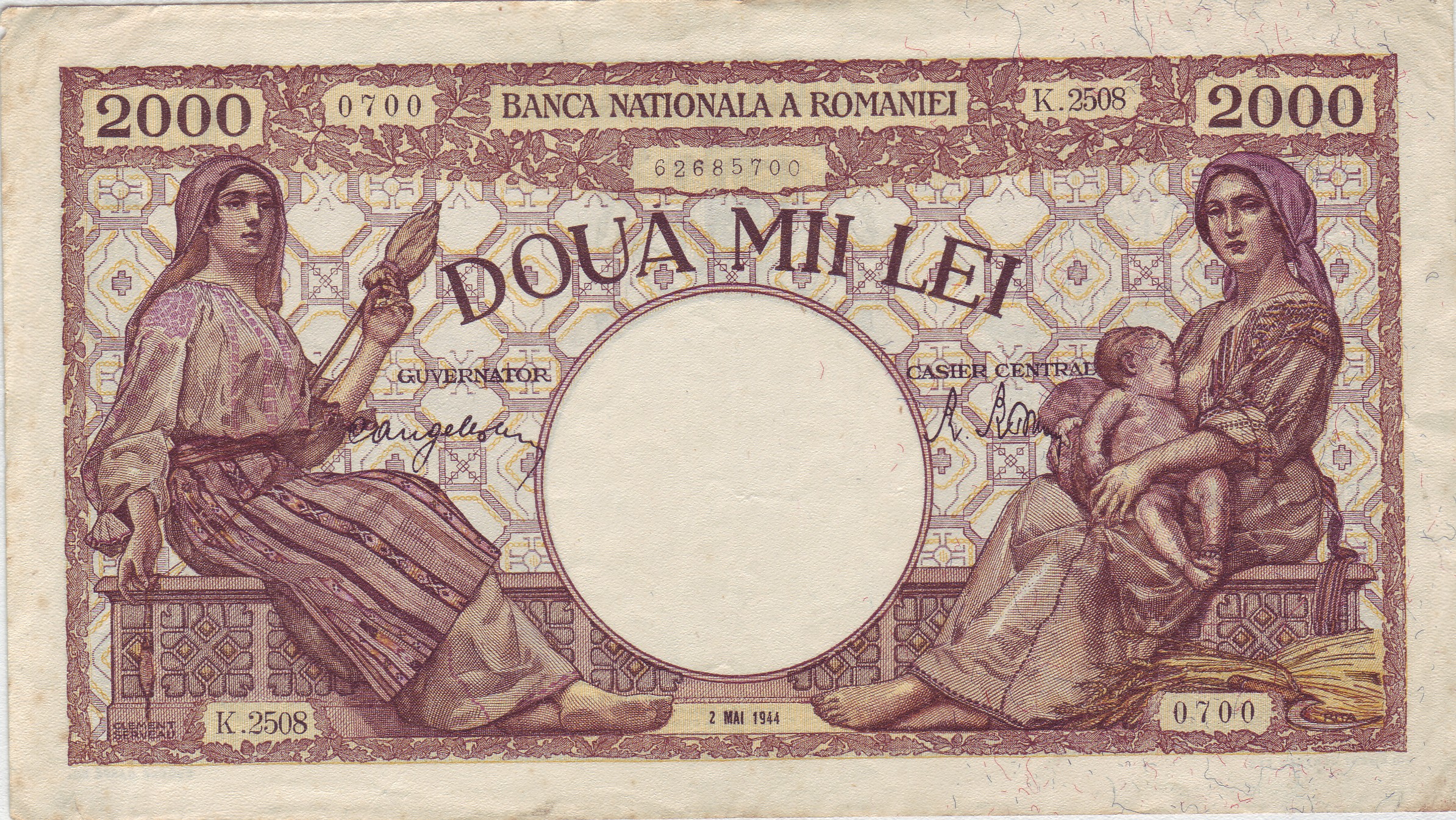 2000 lei 1944 avers