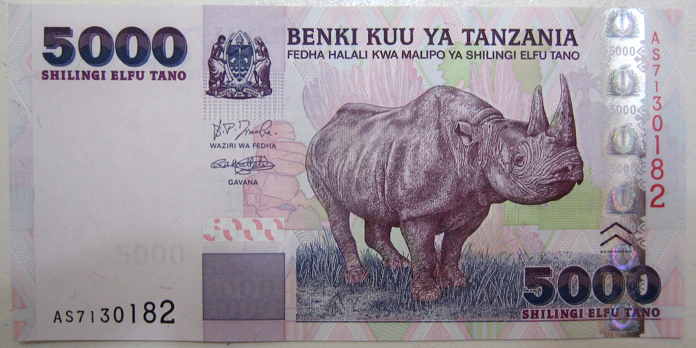 5000 tz shillings front