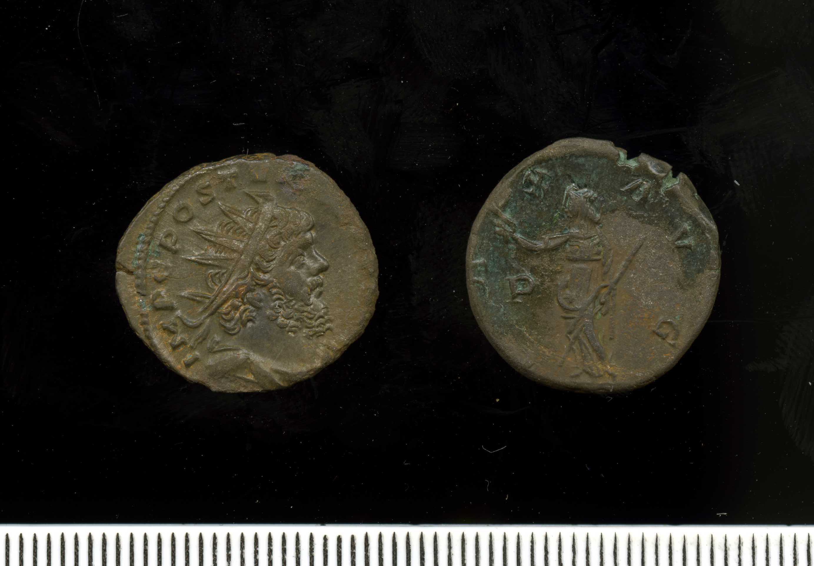 Bronze radiate of Postumus 260-9 Pax (11 2) Obv + Rev