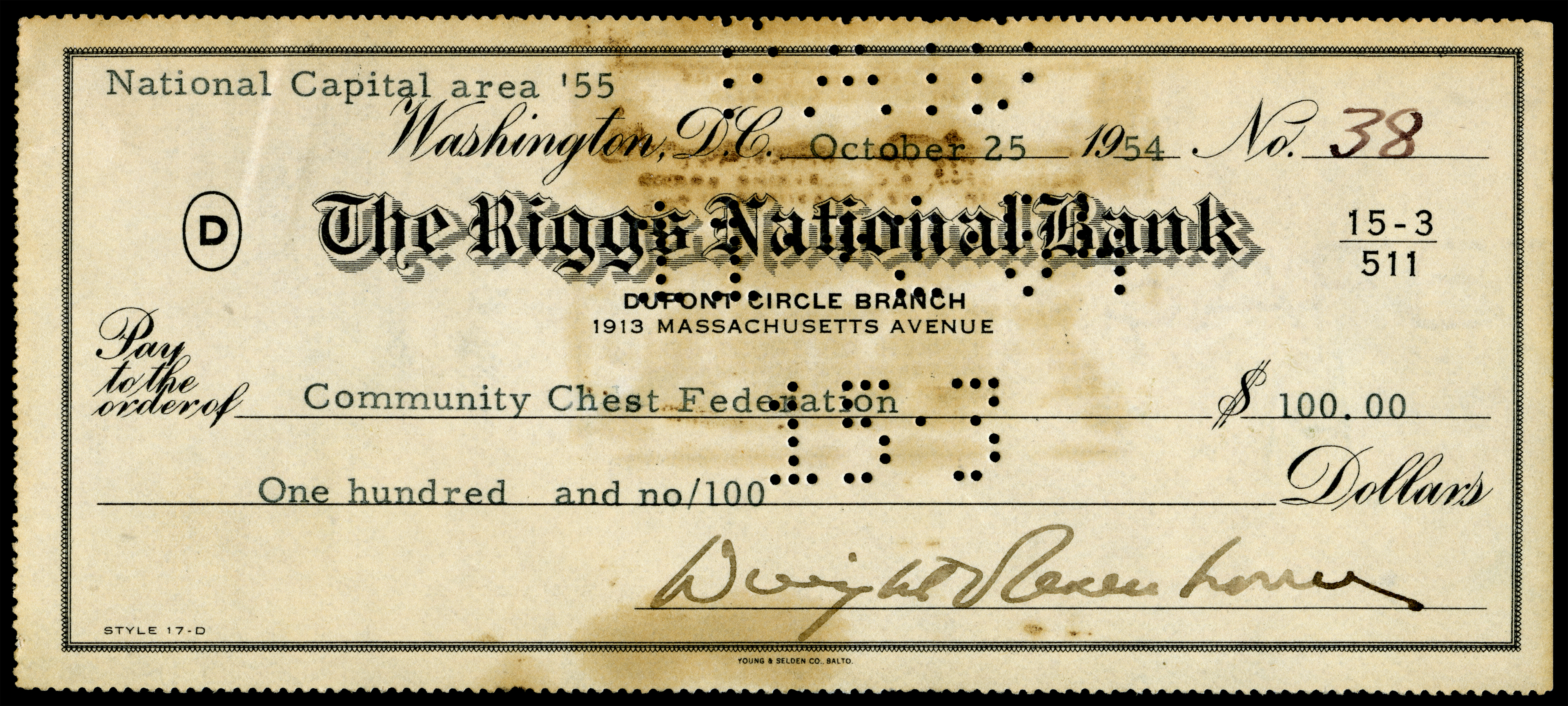 EISENHOWER, Dwight (signed check)