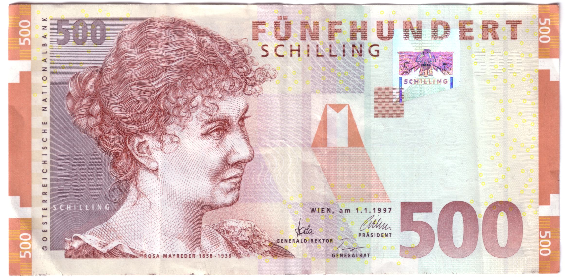 Fünfhundert Schilling vorne ab 1997