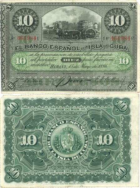 1896 BancoEspañolCuba 10pesos