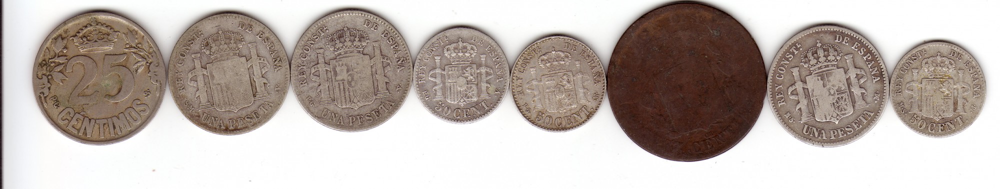 Spanish monarchic coins-reverse