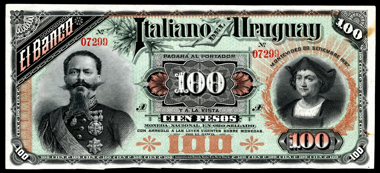 URU-S214b-Banco Italiano-100 Pesos (1887, face only)