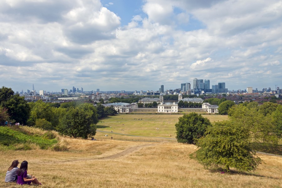 London skylines from Wolfe statue near Greenwich Observatory