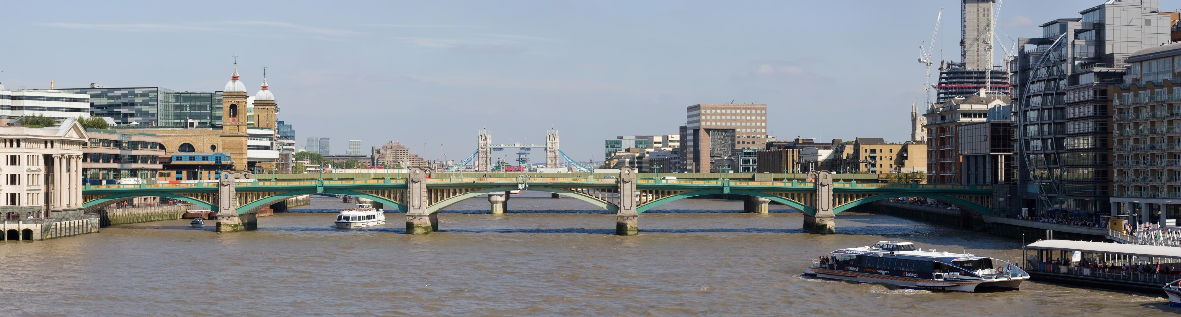 Southwark Bridge, from Millennium Bridge, Aug 2010
