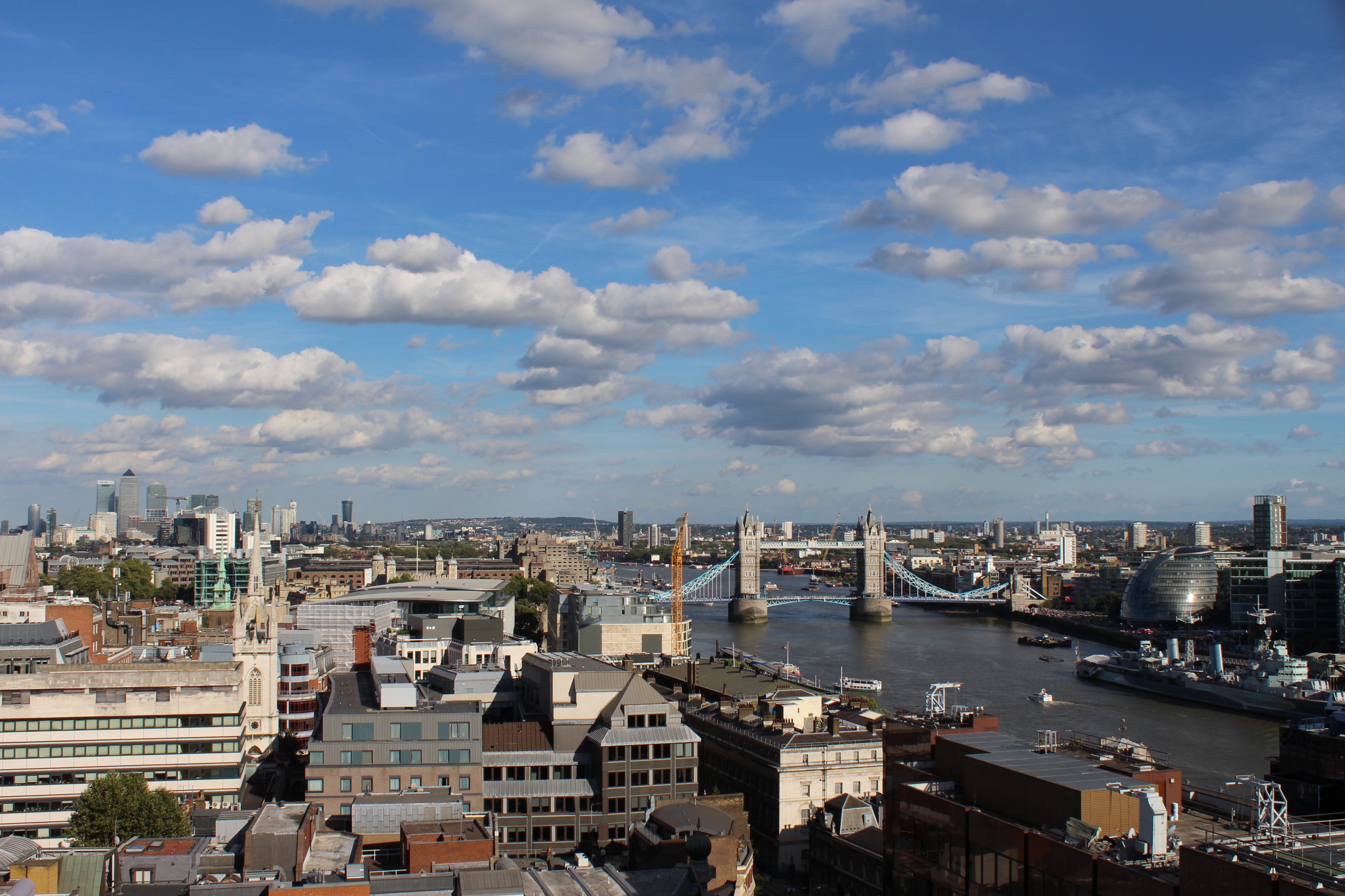 The Tower Bridge from the top of Monument to the Great Fire of London