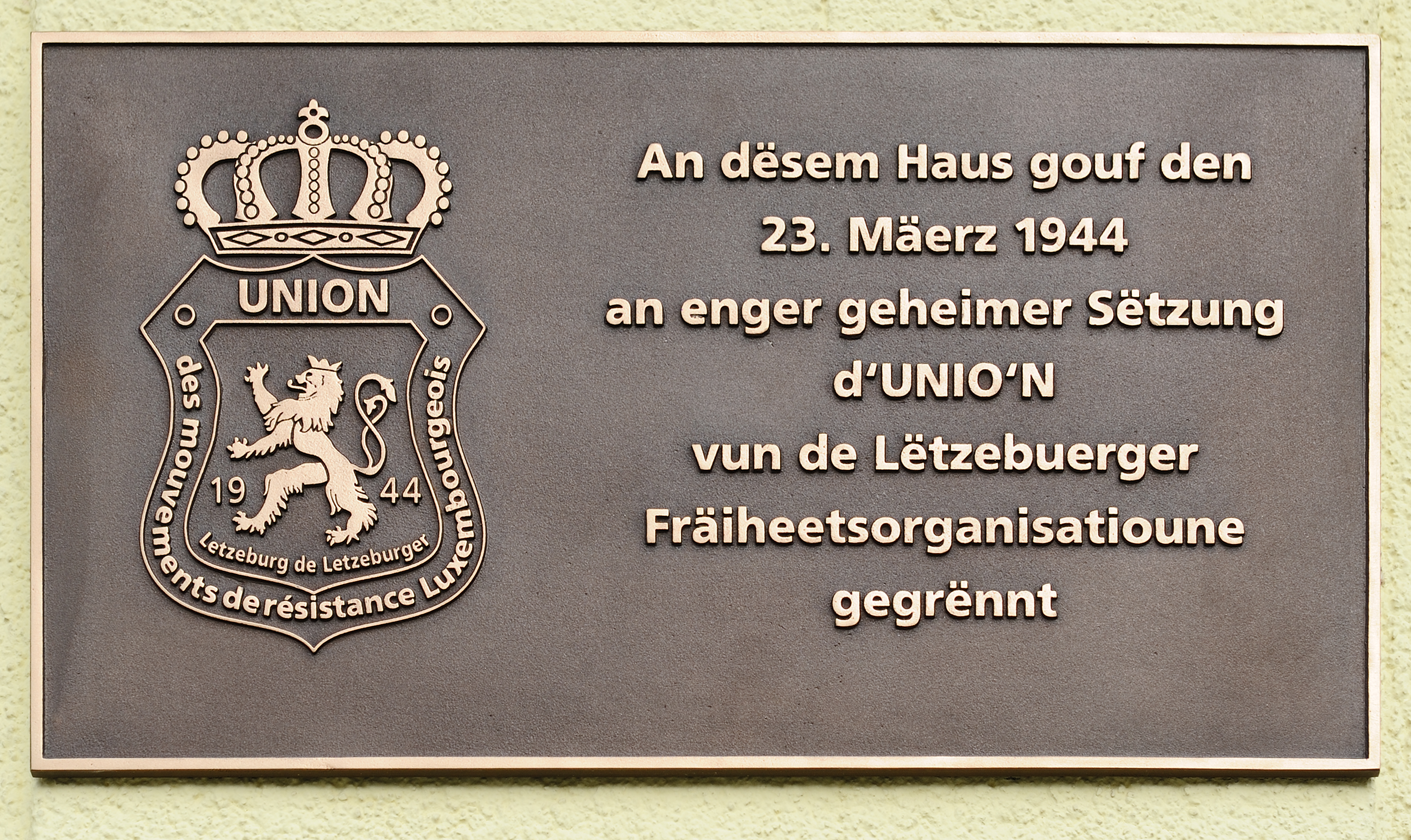Luxembourg Bonnevoie plaque Unio'n