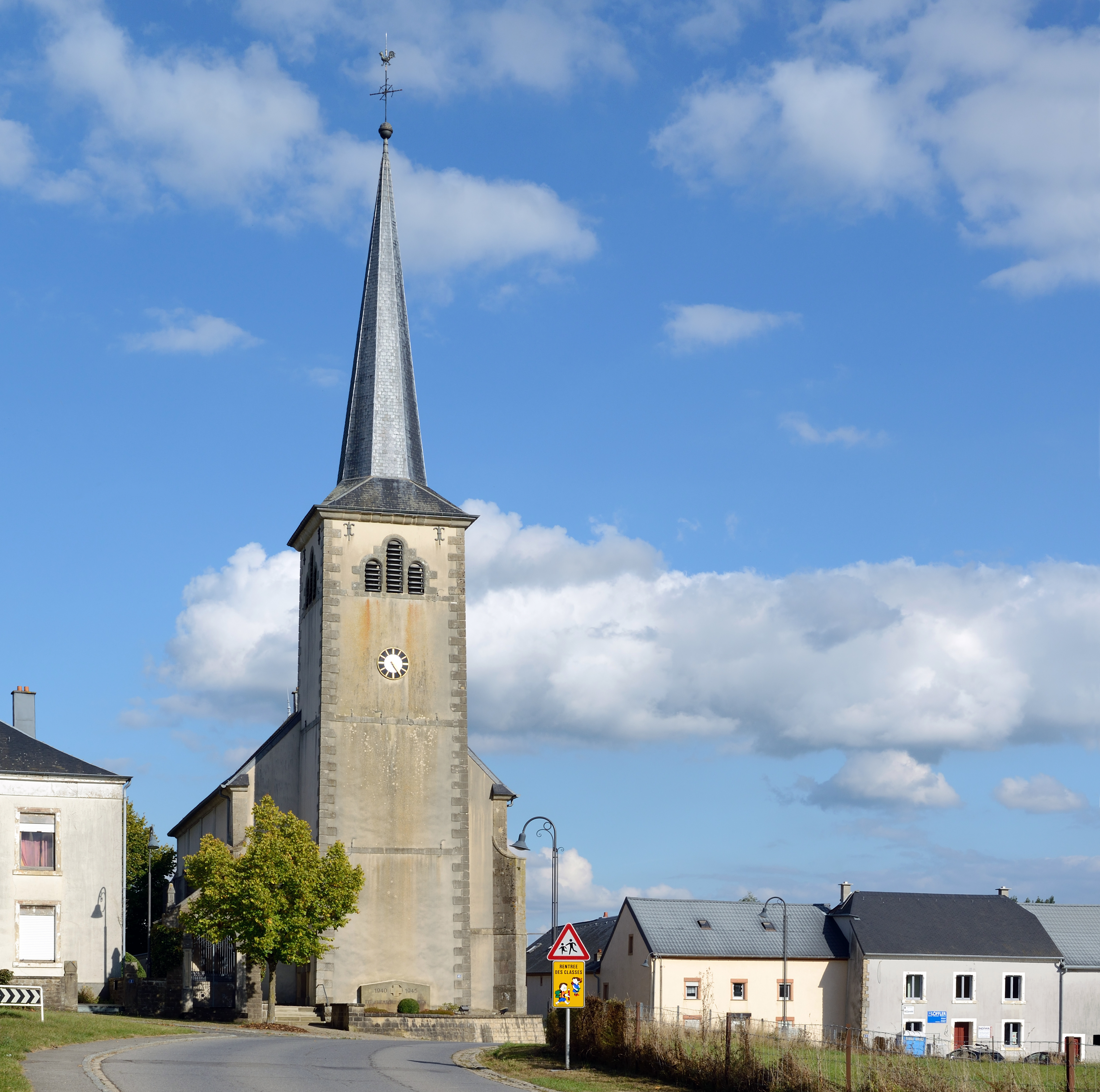 Luxembourg Elvange (Beckerich) church front