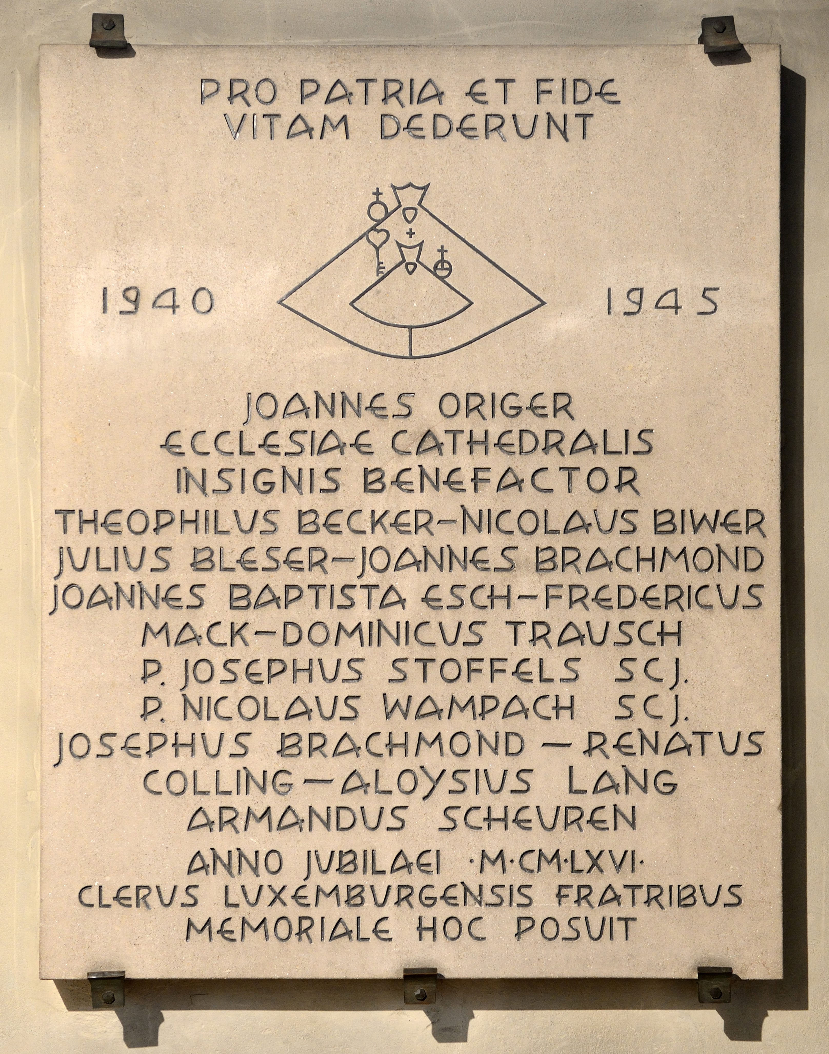 Luxembourg Notre-Dame Cathedral plaque World War II a