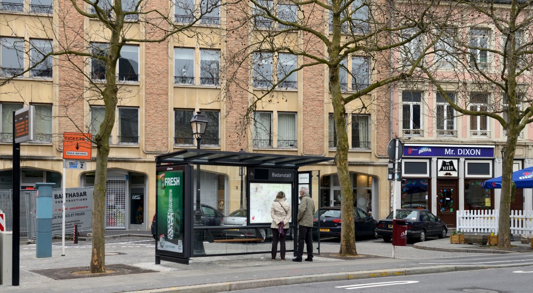 Luxemb City bus stop Badanstalt