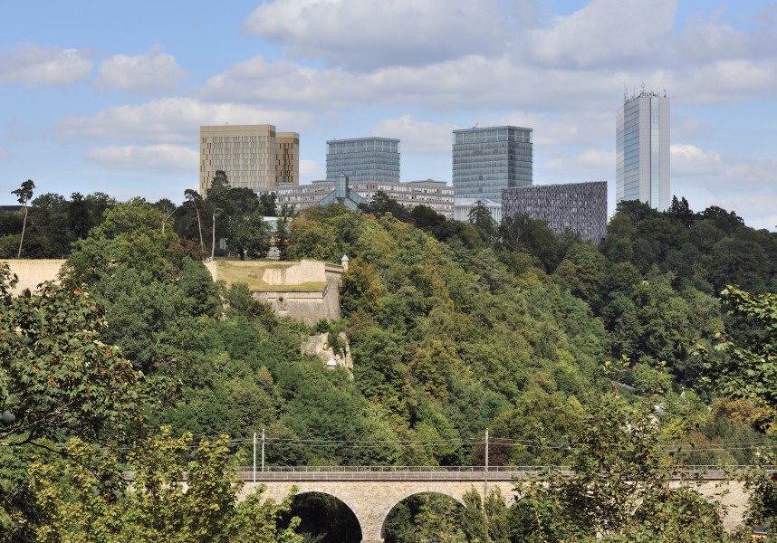 Luxembourg Kirchberg as from montée Pfaffenthal 01