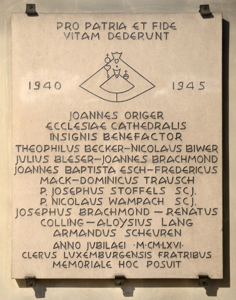 Luxembourg Notre-Dame Cathedral plaque World War II a