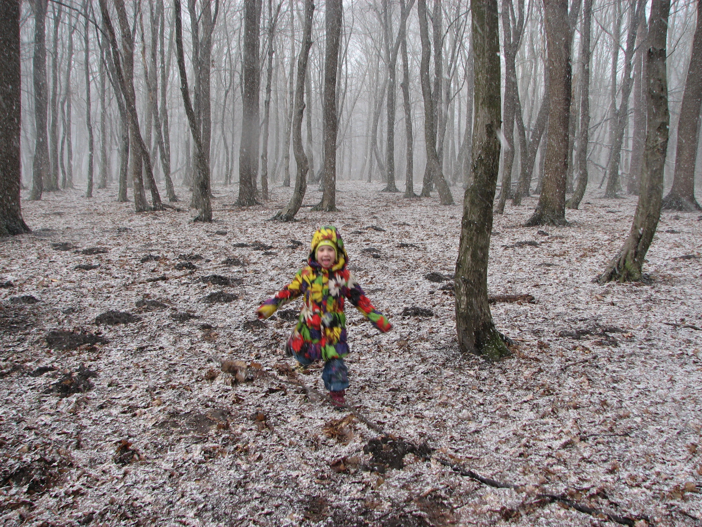 Catholic girl, snowing