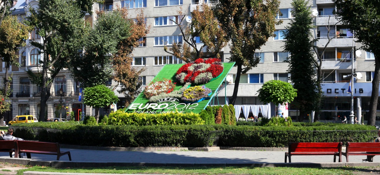 EURO 2012 sign in Lviv city, Ukraine, Europe, September 2012
