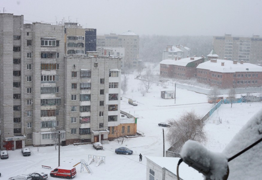 snowing in Lviv, in December 2012