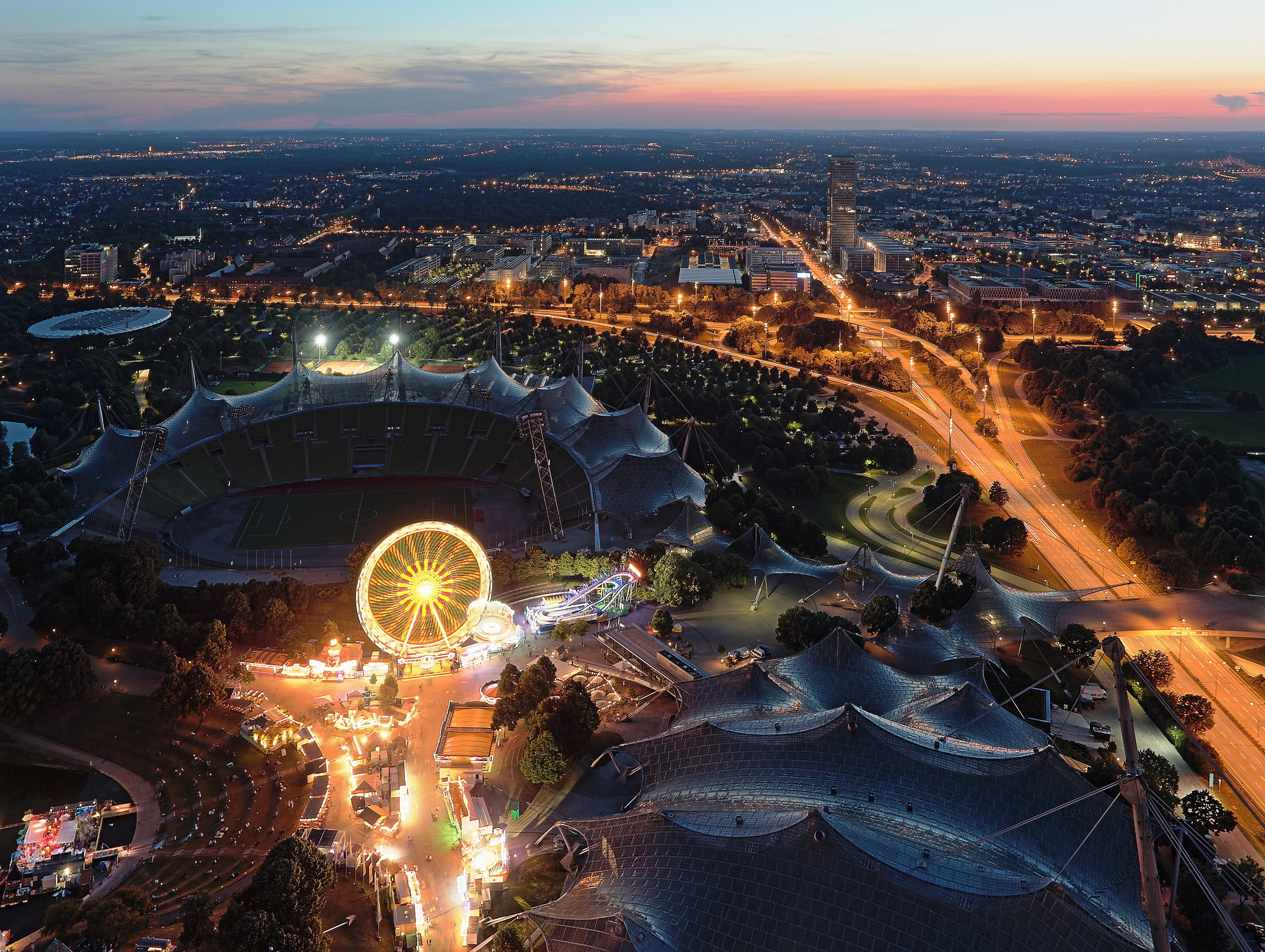 Olympiastadion at dusk