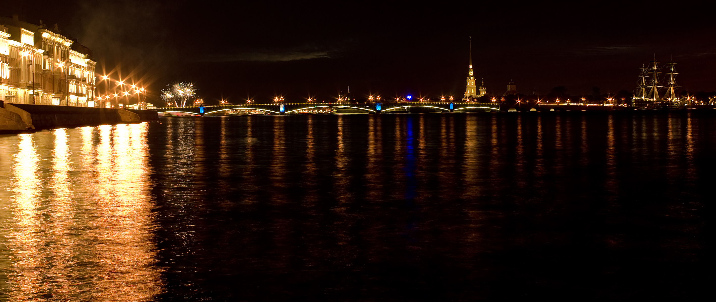 Троицкий мост ночью