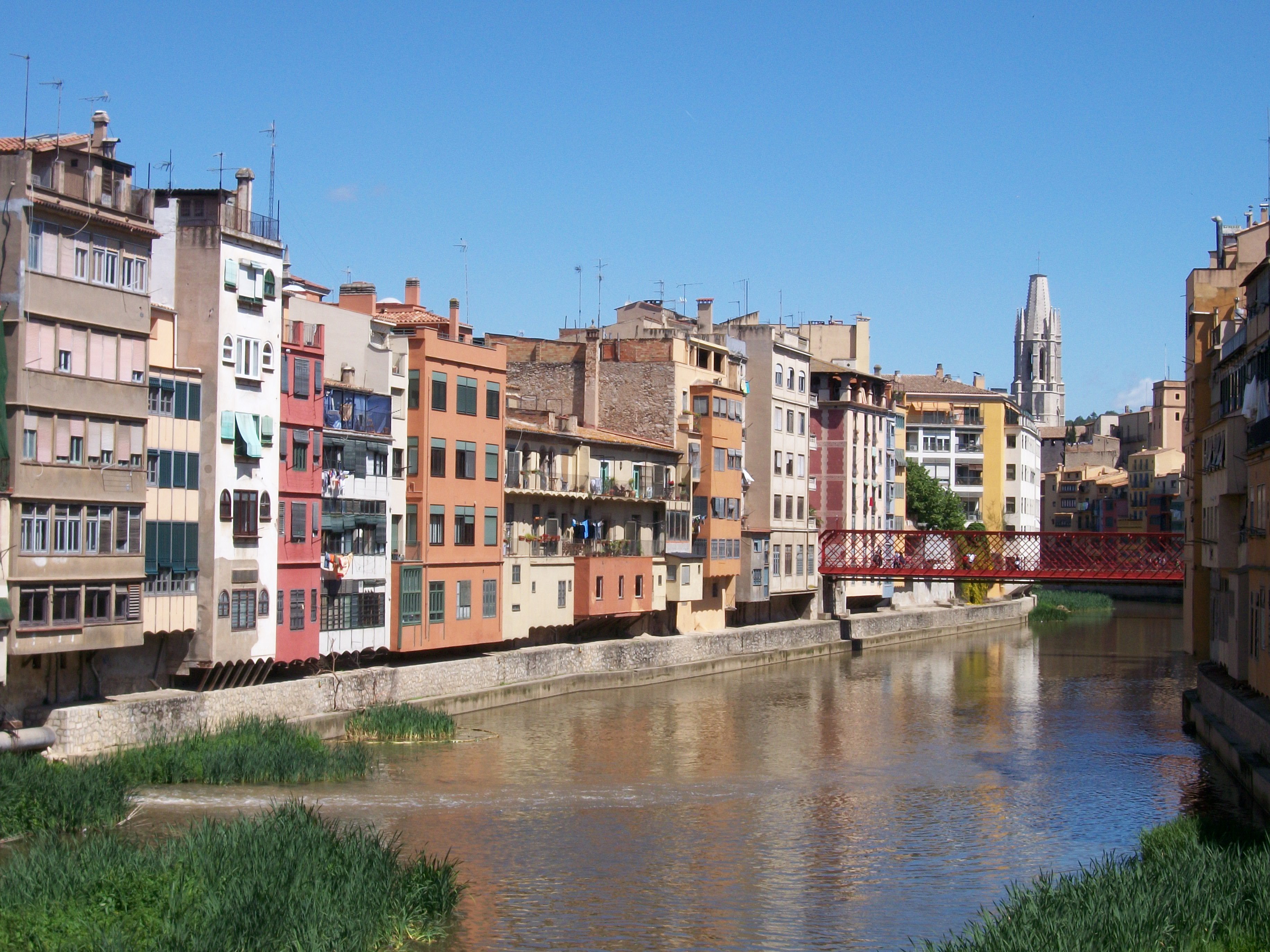 Pont Eiffel and river Onyar in Girona, Catalonia, Spain