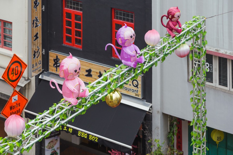 2016 Singapur, Chinatown, Ulica South Bridge, Dekoracje z okazji Chińskiego Nowego Roku (05)
