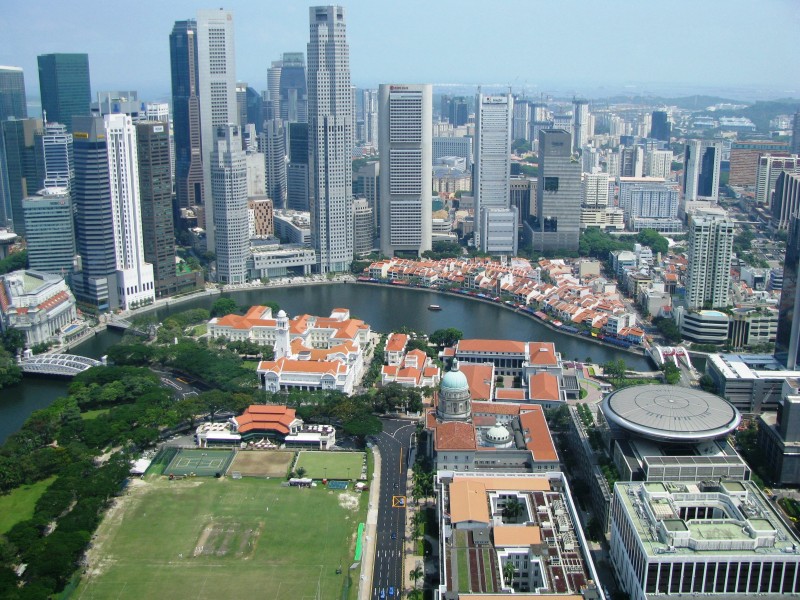 Aerial view of the Civic District, Singapore River and Central Business District, Singapore - 20080518