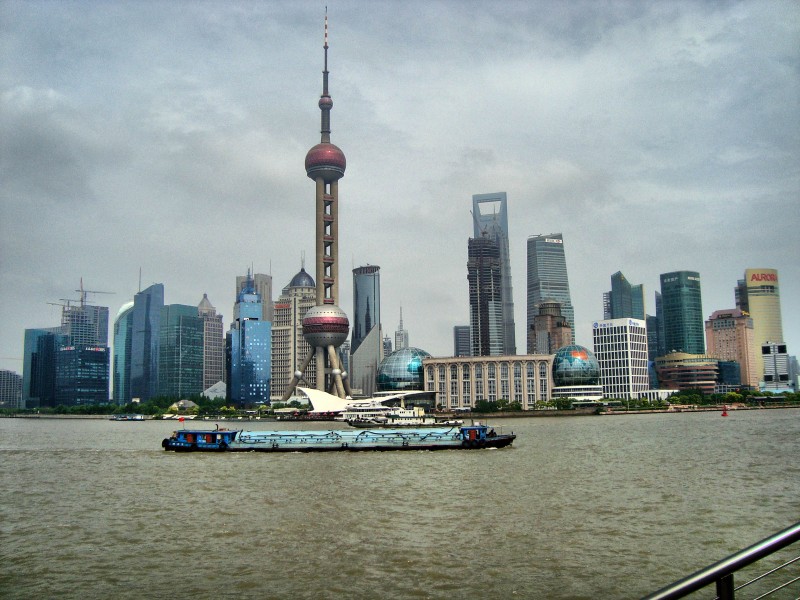 International pearl tower and sky scrapers from the Bund-Shanghai-China - panoramio
