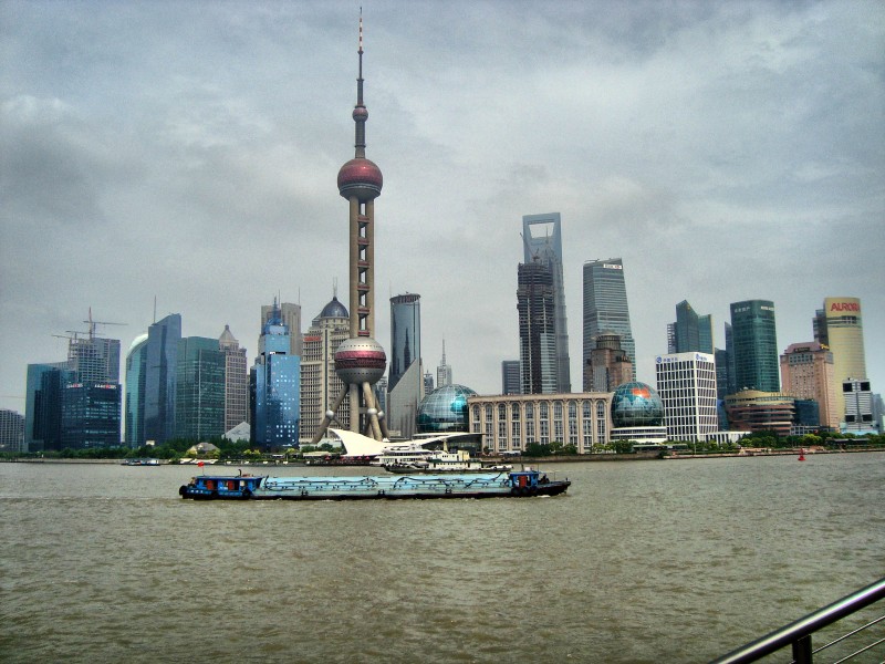 International pearl tower and sky scrapers from the Bund-Shanghai-China - panoramio