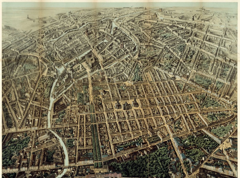 Meinhardt, Ansicht von Berlin aus der Vogelperspektive, 1871