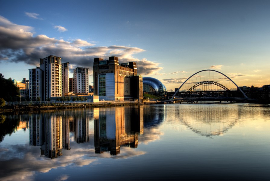 Newcastle Quayside with bridges