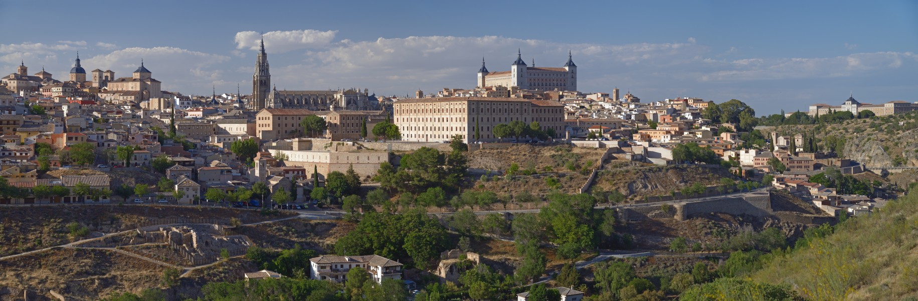 Panorama of Toledo at sunset. View from the south