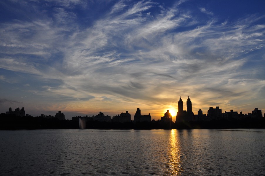 Sunset over the reservoir, Central Park