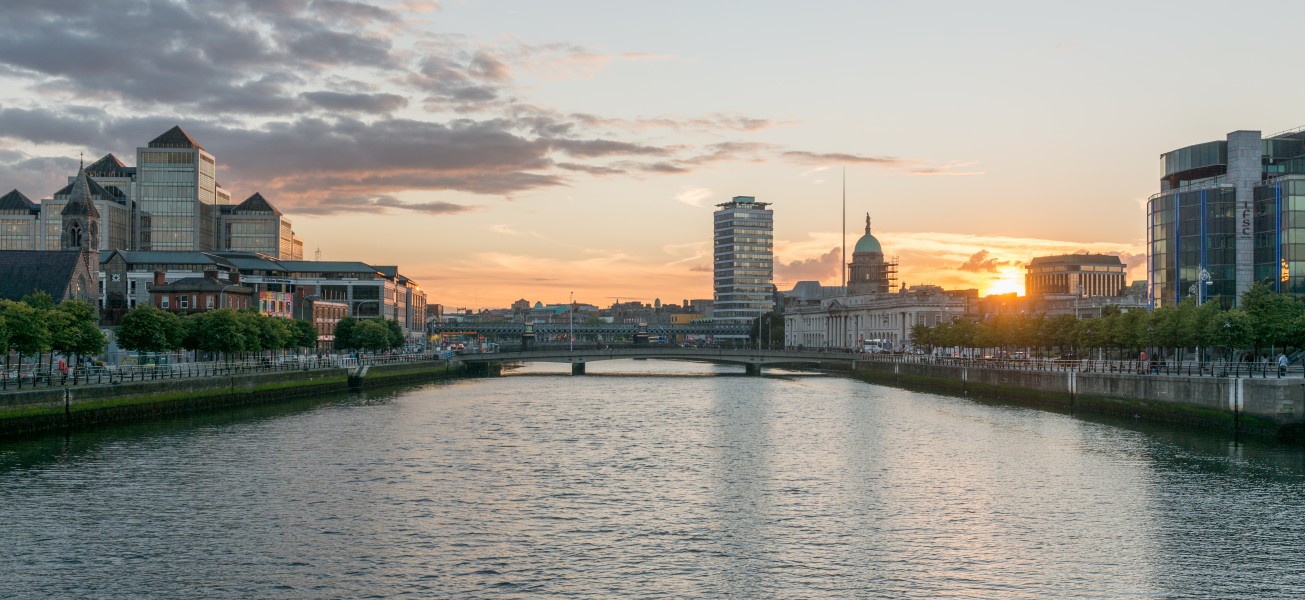 View of Dublin, looking east from Sean O’Casey Bridge 20150807 1