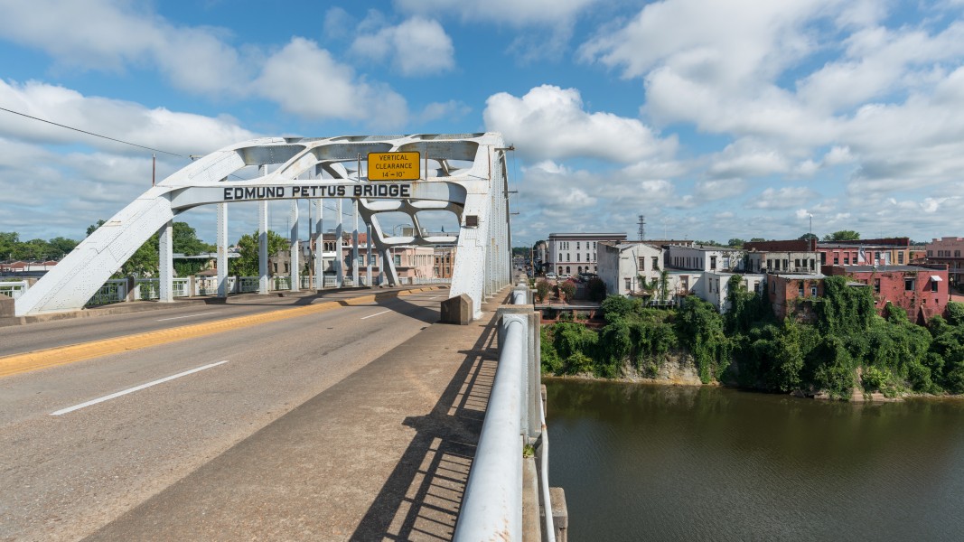 View of Edmund Pettus Bridge, Selma AL 20160713 1