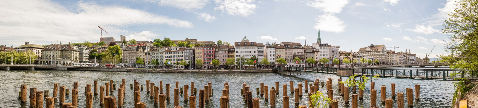 View of the east bank of the Limmat, Zürich city centre