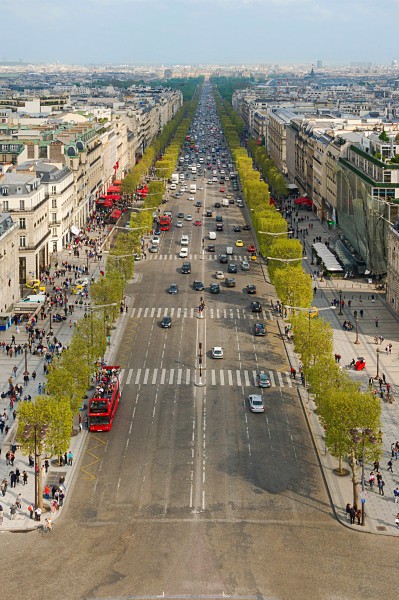 Avenue des Champs-Elysées from top of Arc de triomphe Paris