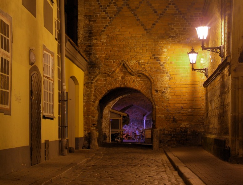Riga - city gate by night
