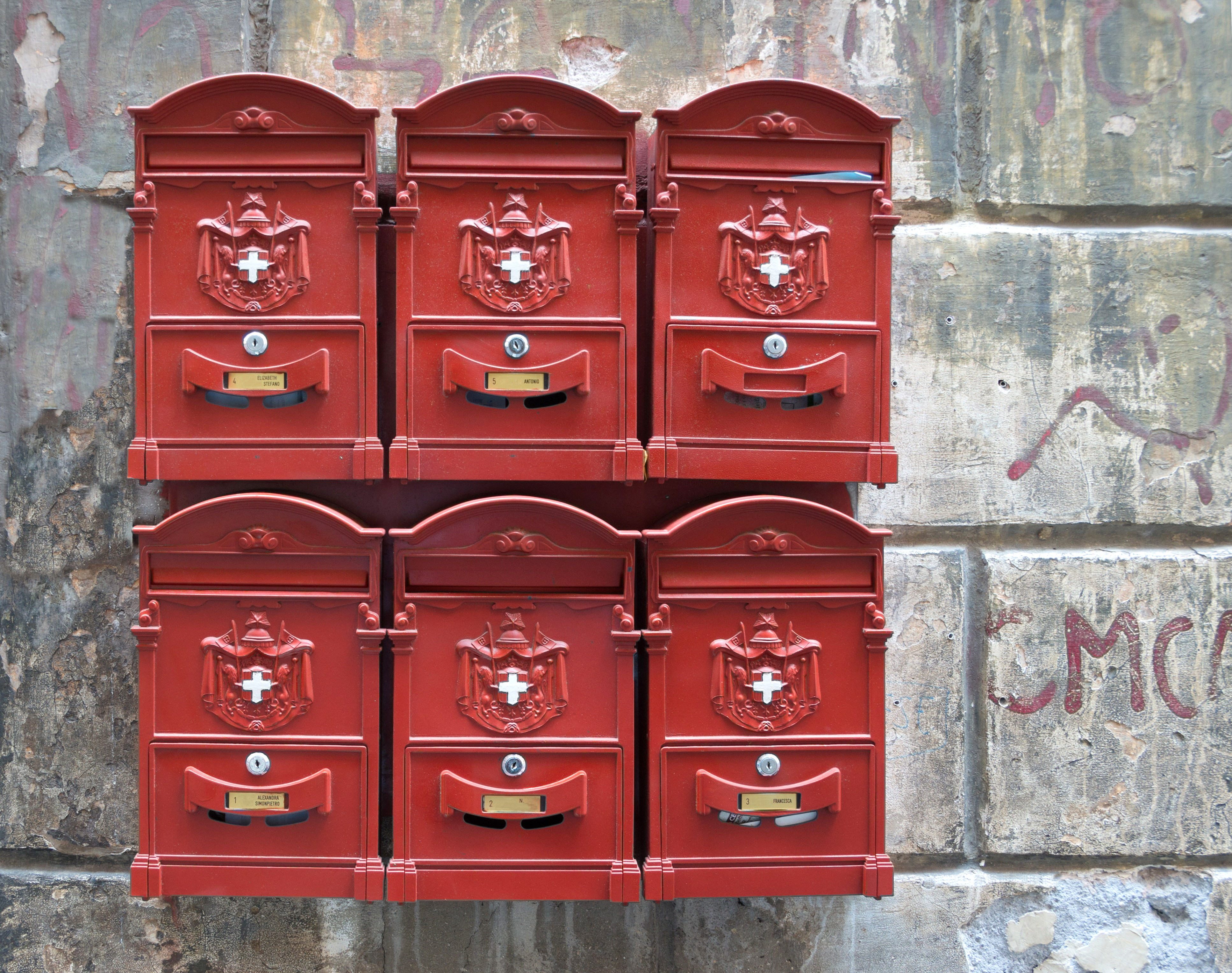 Mail boxes, Rome, Italy