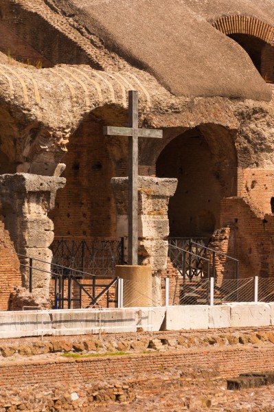 Cross Colosseum Rome Italy