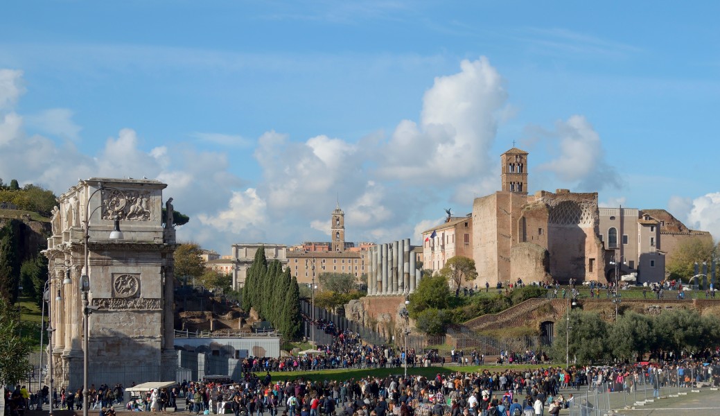 Panorama of Rome with Arch of Costantine,Via Sacra