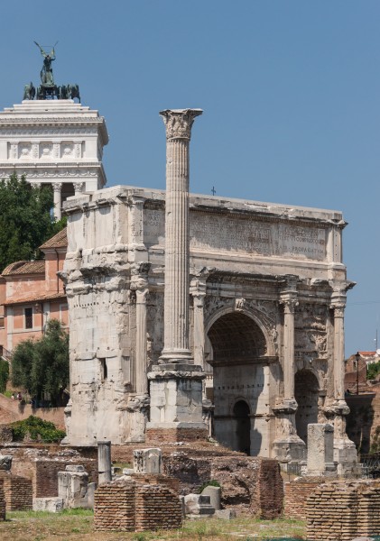 Quadriga arch column forum romanum Rome Italy