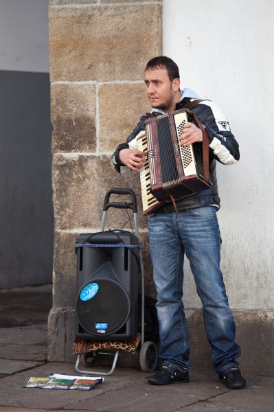 Acordeonista en Santiago de Compostela