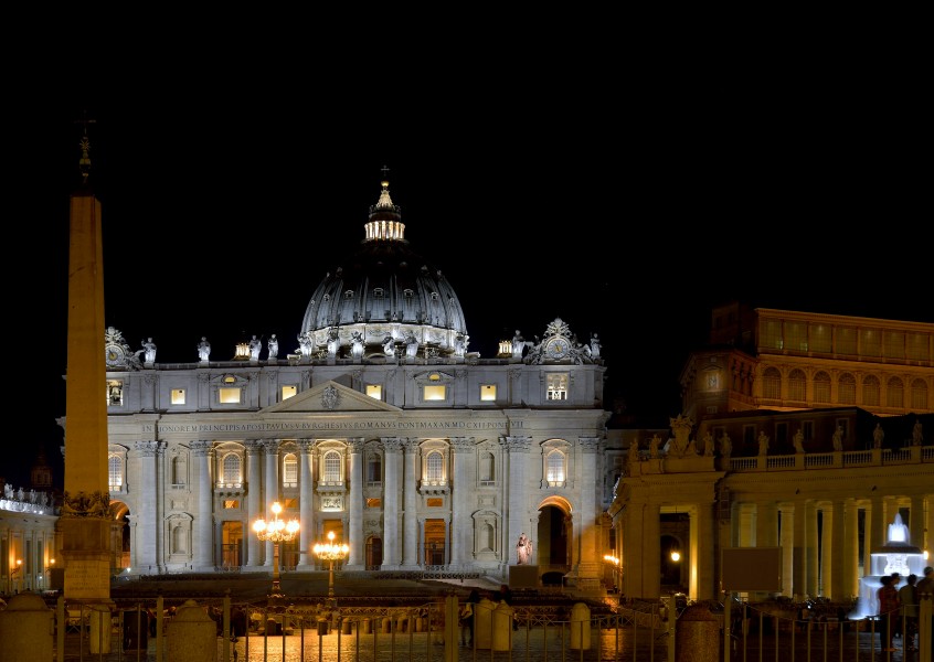 St. Peter and obelisk at night