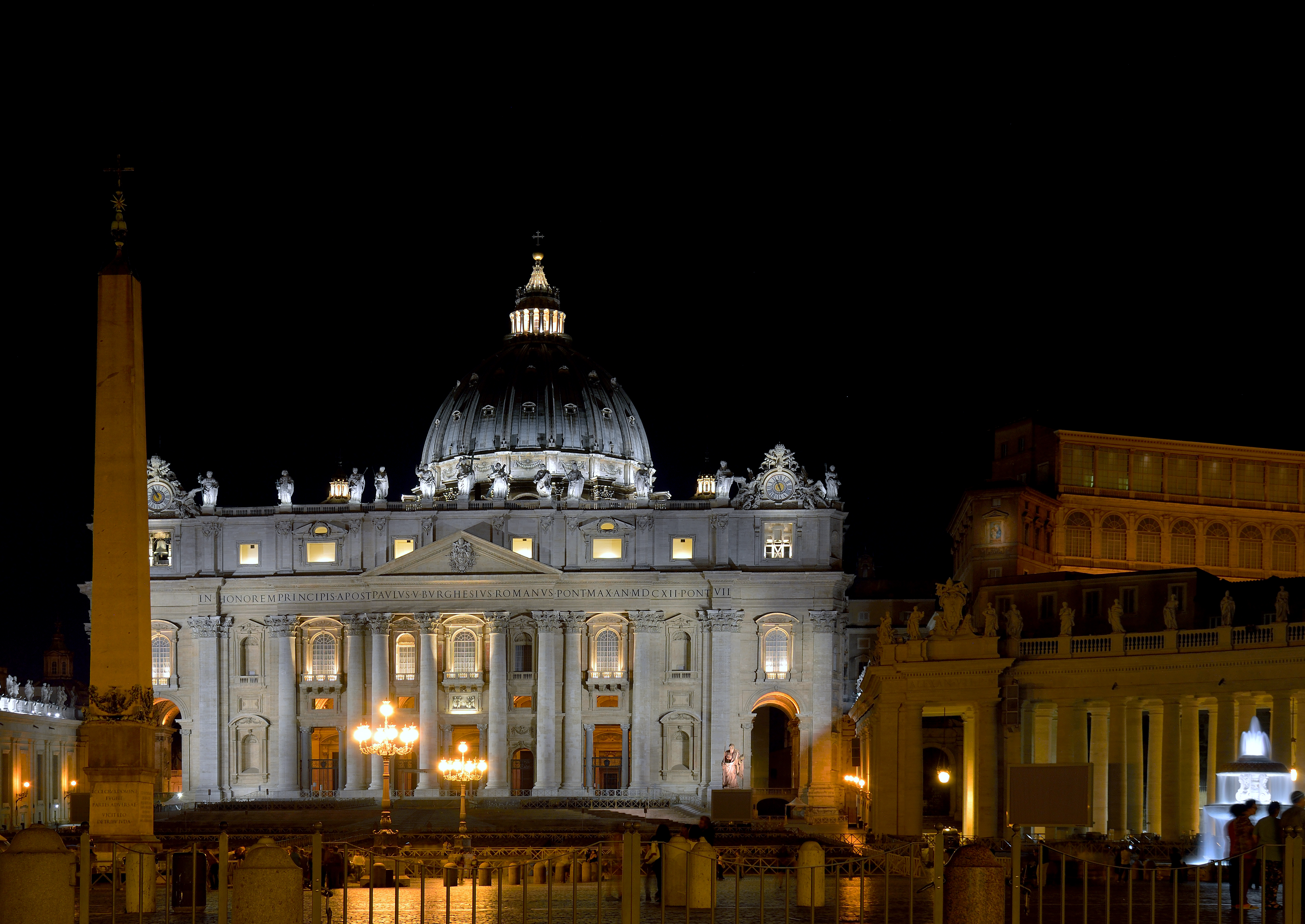 St. Peter and obelisk at night