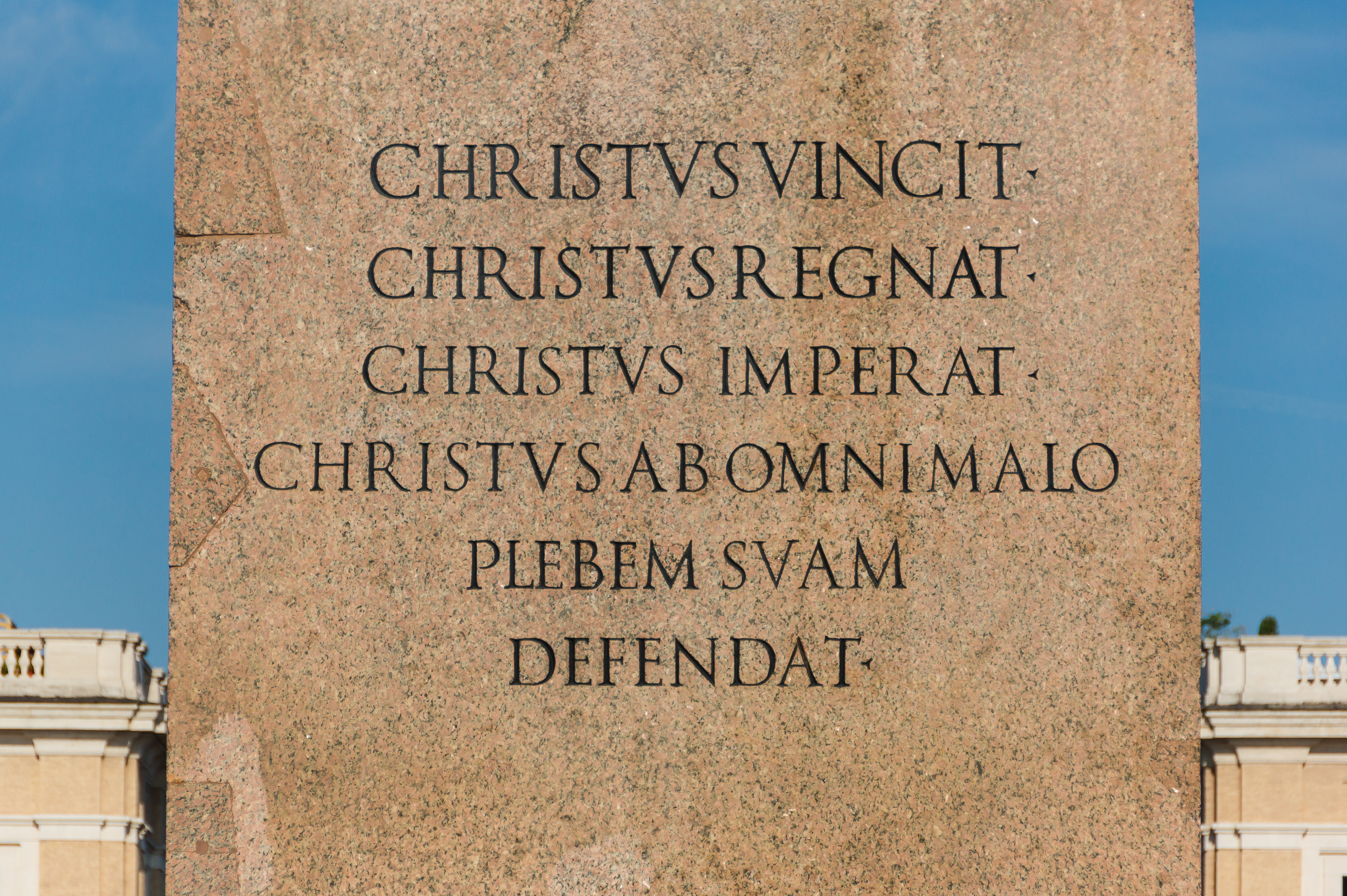Text pedestal obelisk, Saint Peter's square, Vatican City
