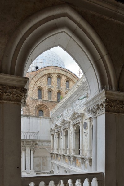 Courtyard of the Doges Palace Venice Renaissance windows gothic arch