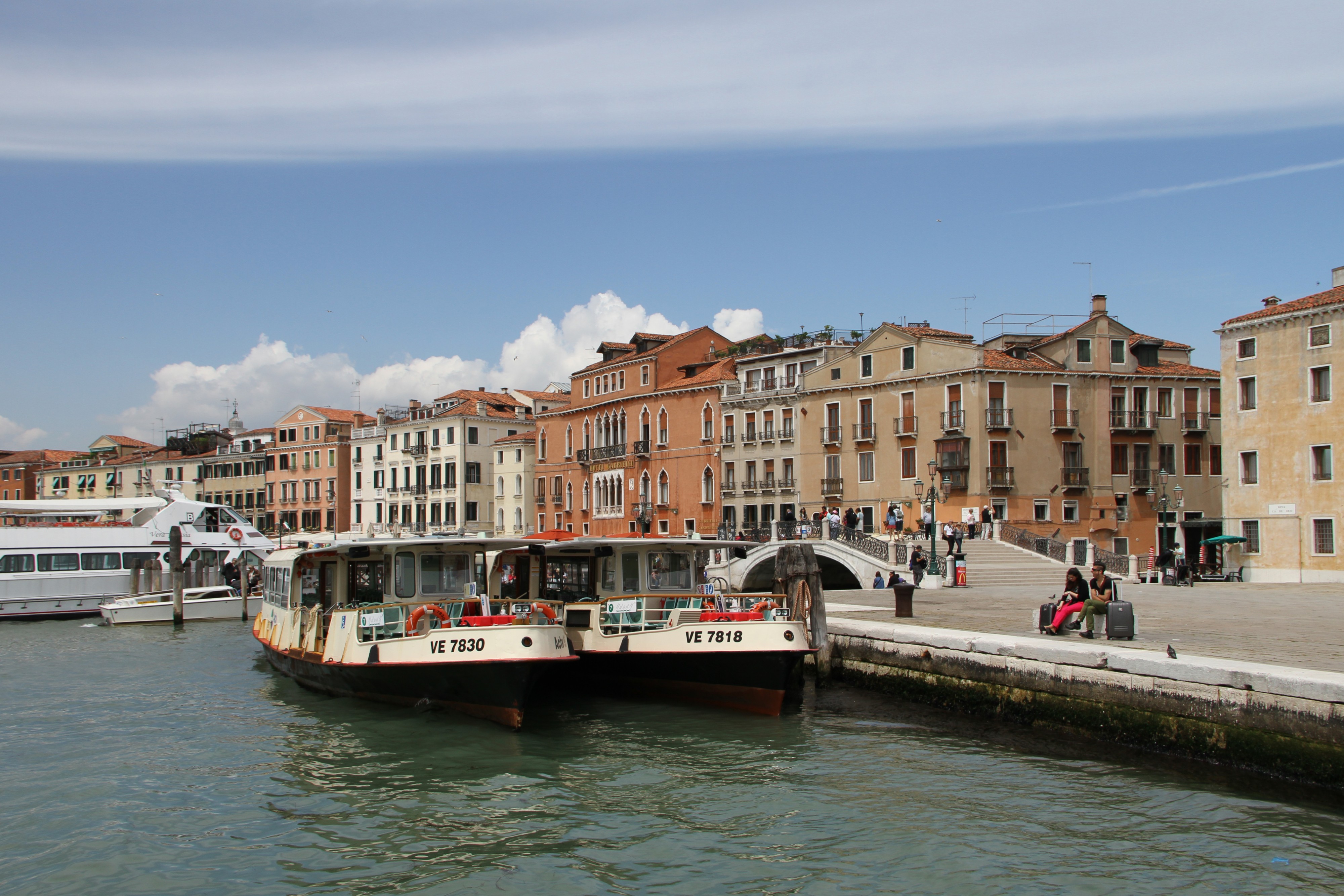 Two vaporetto's near Riva Ca' di Dio in Venice