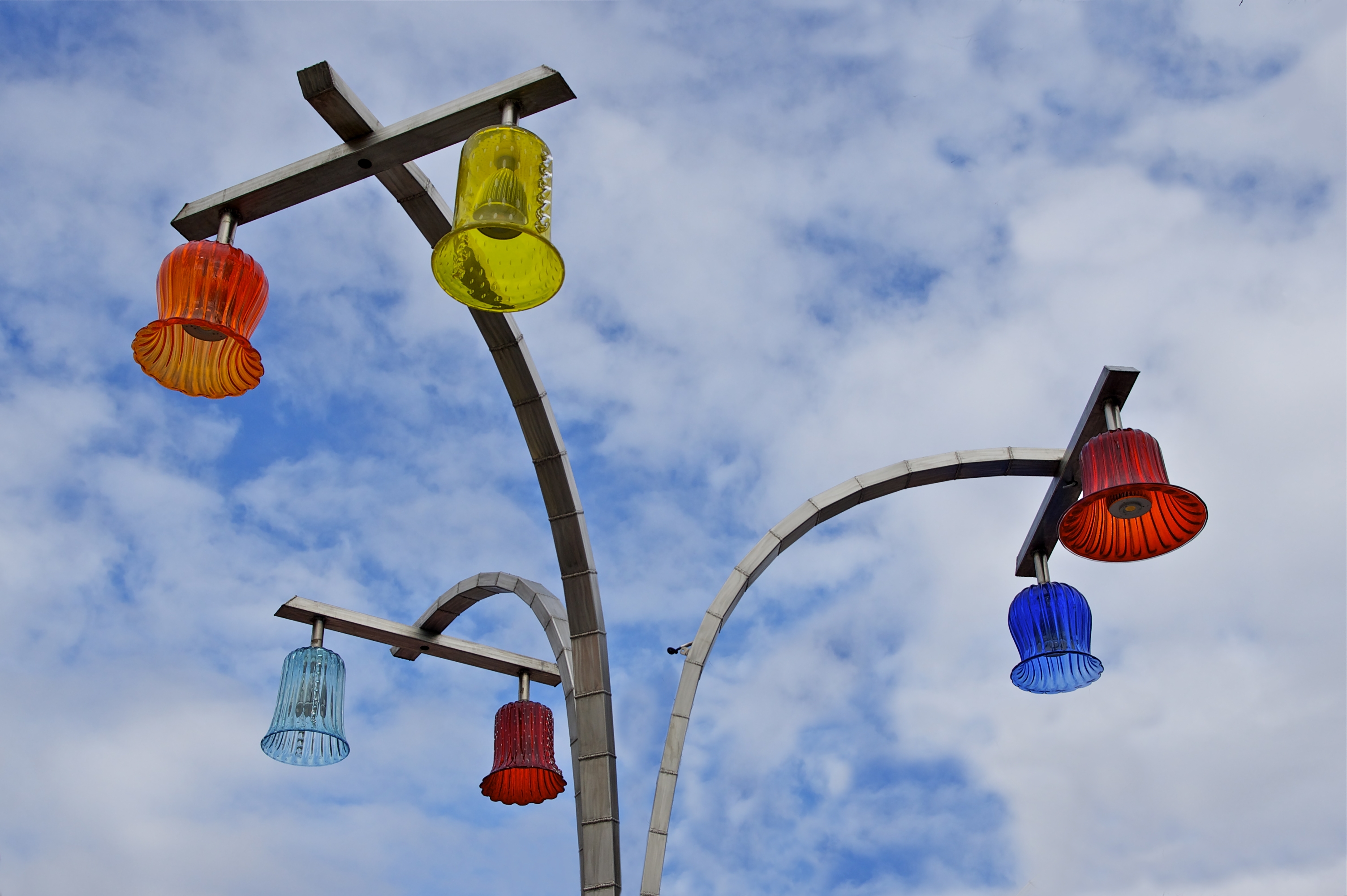 Colored street lamps prater Vienna