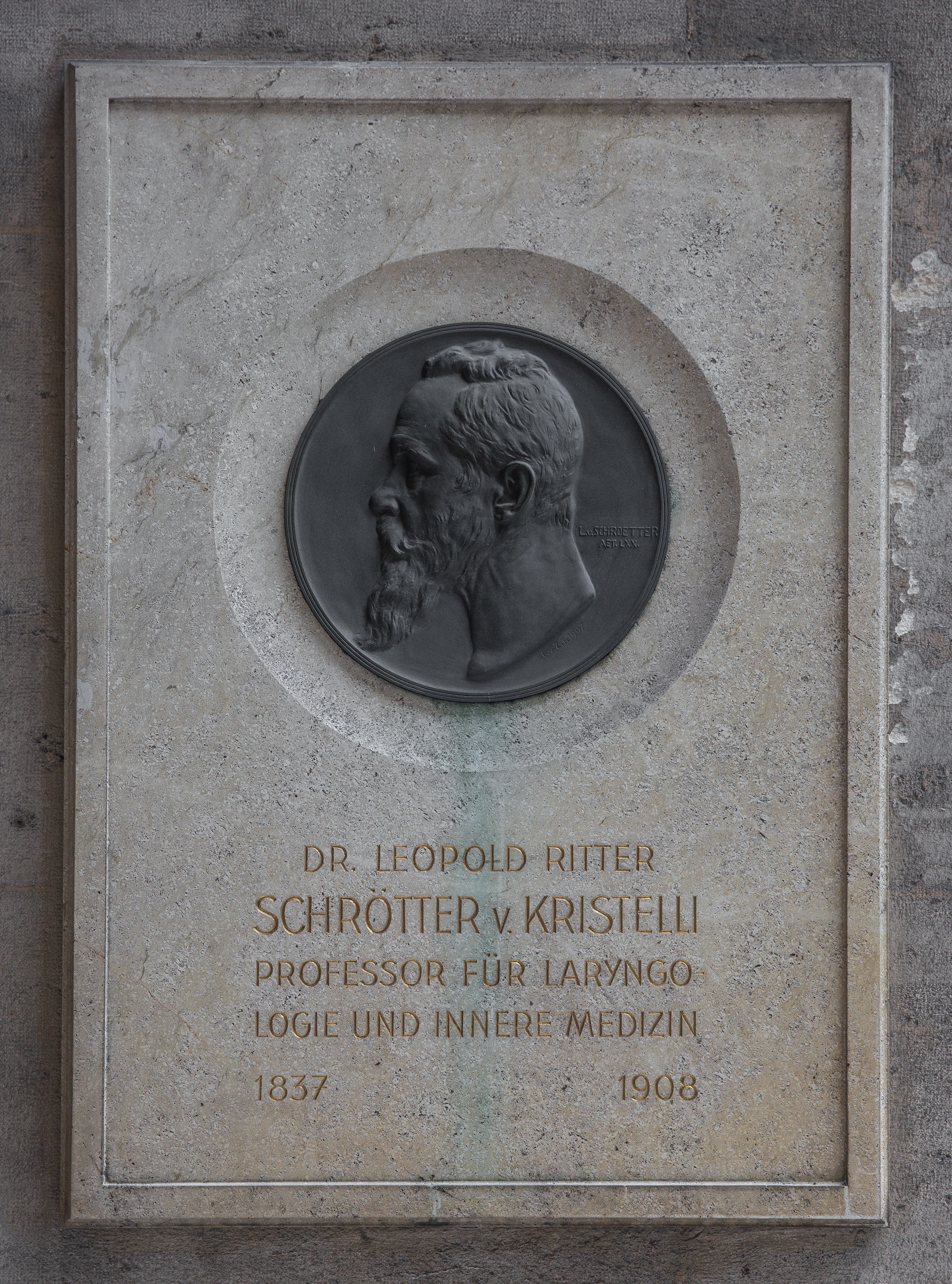 Leopold Schrötter von Kristelli (1837-1908), Nr. 101basrelief (bronze) in the Arkadenhof of the University of Vienna 2519